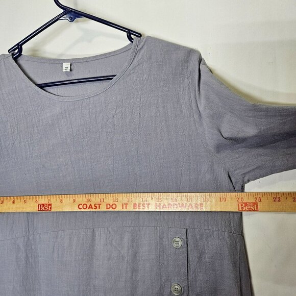 Slowcolin Women's Tunic Cotton/Polyester‎ Light Bluish Gray Long Sleeve Button L - Picture 9 of 10